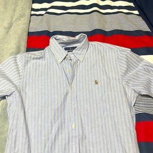White/blue stripe Polo Ralph Lauren button down- Large